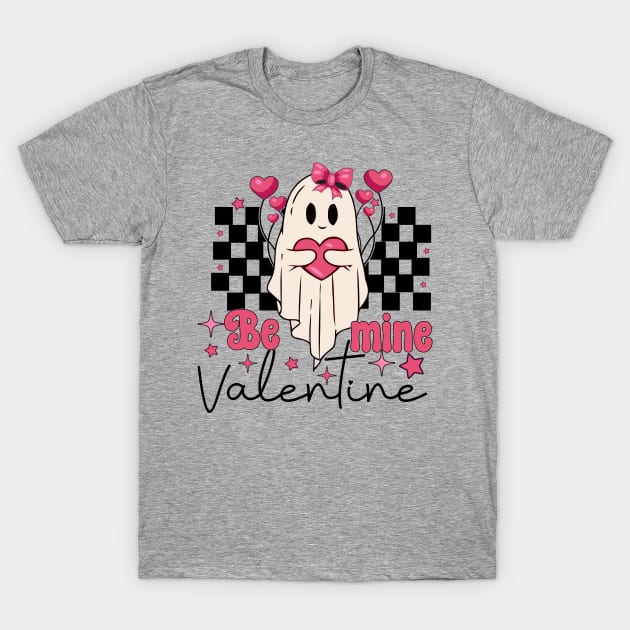 Be Mine Valentine Retro Boo Valentine's Day Ghost T-Shirt by JDVNart